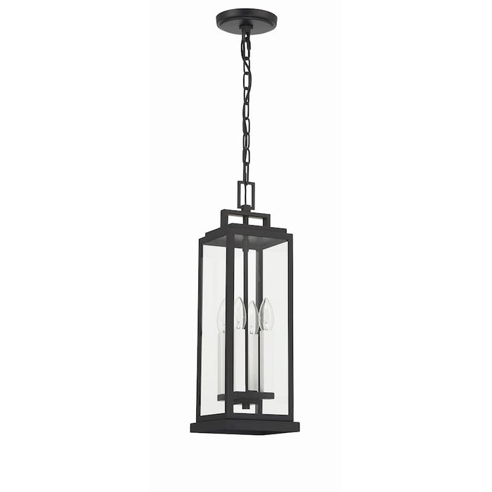 Crystorama Aspen 4 Light Outdoor Pendant, Matte Black