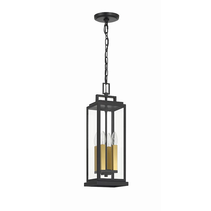 Crystorama Aspen 4 Light Outdoor Pendant, Matte Black
