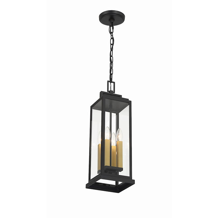Crystorama Aspen 4 Light Outdoor Pendant, Matte Black