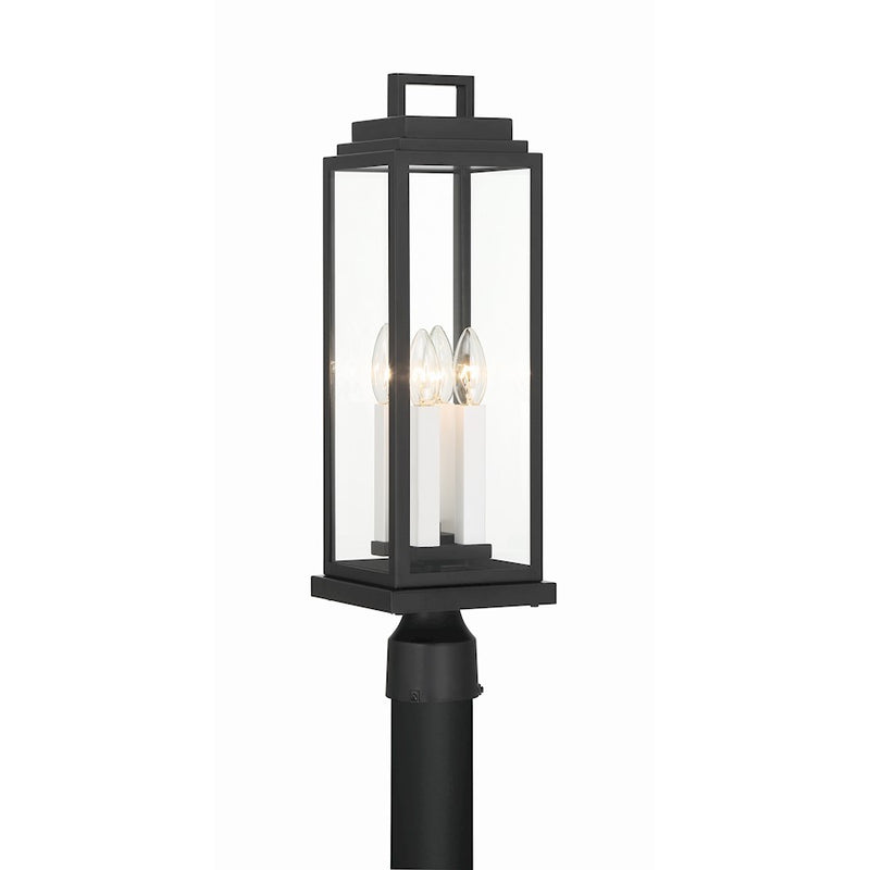 Crystorama Aspen 4 Light Outdoor Post, Matte Black