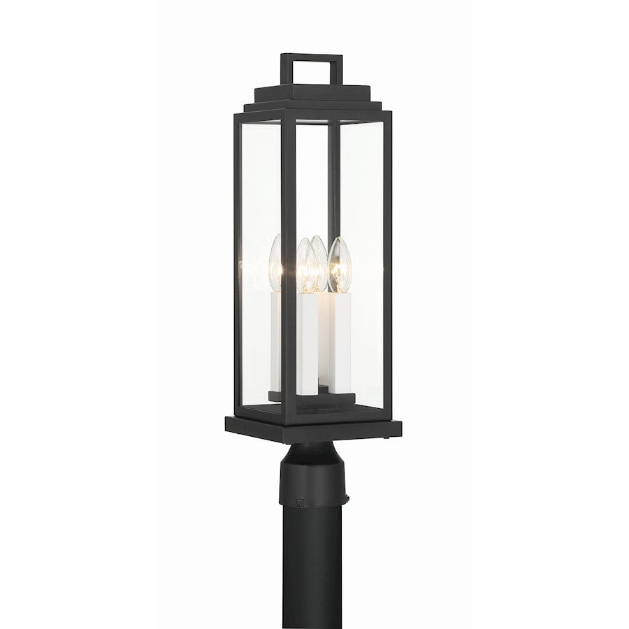 Crystorama Aspen 4 Light Outdoor Post, Matte Black