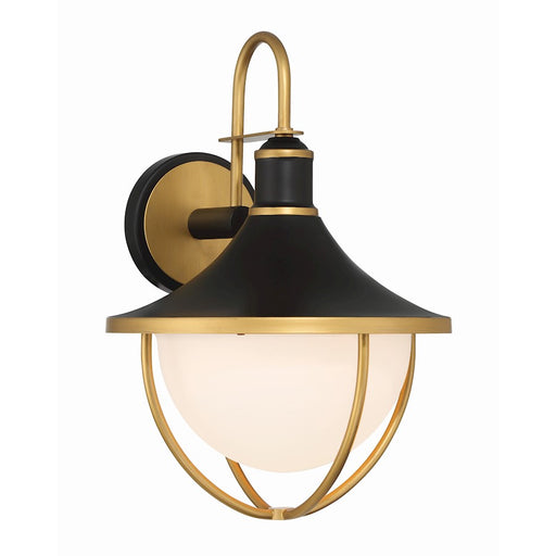 Crystorama Atlas 1 Light 60W Outdoor Sconce, Black/Gold/White