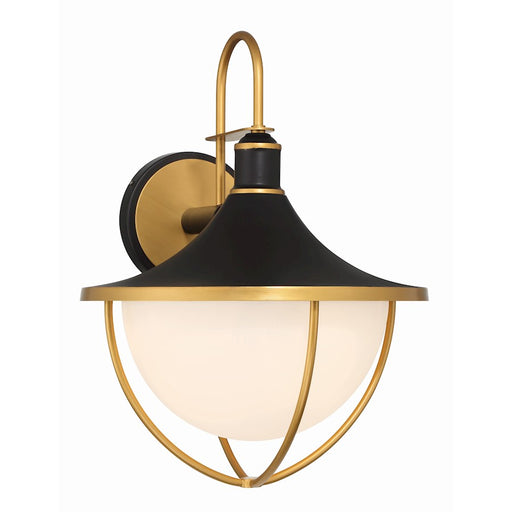 Crystorama Atlas 3 Light Outdoor Sconce, Black/Gold/White