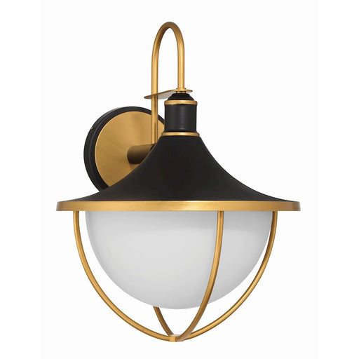 Crystorama Atlas 3 Light Outdoor Sconce, Black/Gold/White