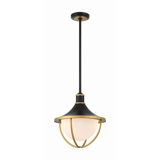 Crystorama Atlas 3 Light Outdoor Pendant, Black/Gold/White