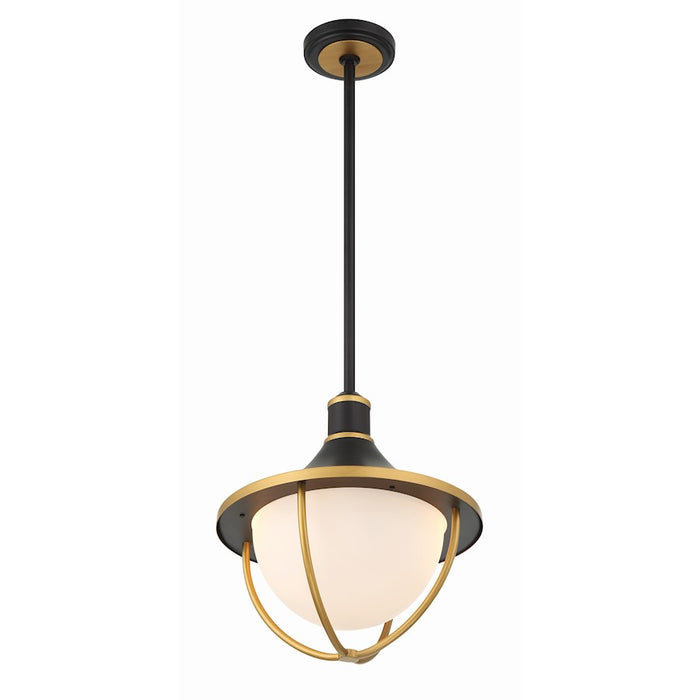 Crystorama Atlas 3 Light Outdoor Pendant, Black/Gold/White