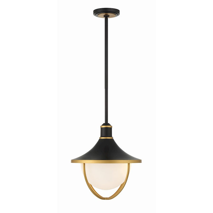 Crystorama Atlas 3 Light Outdoor Pendant, Black/Gold/White