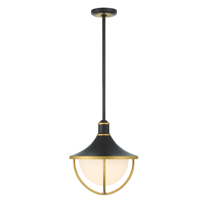 Crystorama Atlas 3 Light Outdoor Pendant, Black/Gold/White