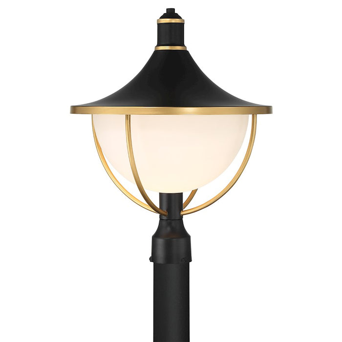 Crystorama Atlas 1 Light Outdoor Post, Black/Textured Gold/White - ATL-719-MK-TG