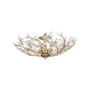 Crystorama Bridget 21.25in 4-Light Semi Flush Mount | Coastal Soft Gold and Clear Floral Glass | Bathroom & Bedroom Ceiling Light | Model BGT-330-SG-CL