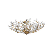 Crystorama Bridget 21.25in 4-Light Semi Flush Mount | Coastal Soft Gold and Clear Floral Glass | Bathroom & Bedroom Ceiling Light | Model BGT-330-SG-CL
