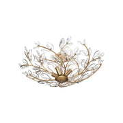 Crystorama Bridget 21.25in 4-Light Semi Flush Mount | Coastal Soft Gold and Clear Floral Glass | Bathroom & Bedroom Ceiling Light | Model BGT-330-SG-CL