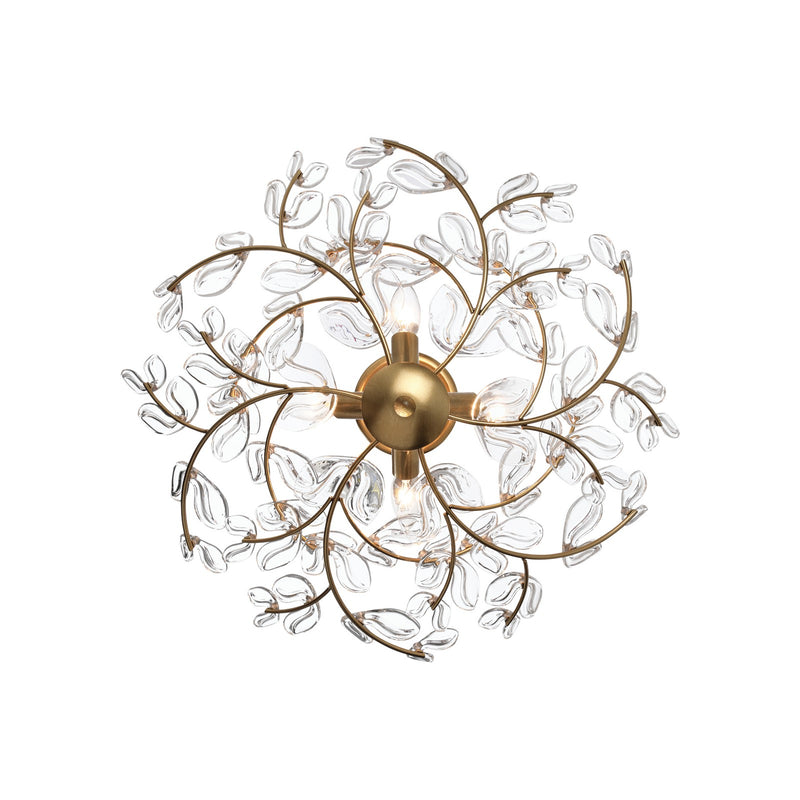 Crystorama Bridget 21.25in 4-Light Semi Flush Mount | Coastal Soft Gold and Clear Floral Glass | Bathroom & Bedroom Ceiling Light | Model BGT-330-SG-CL