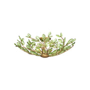 Crystorama Bridget 21.25in 4-Light Semi Flush Mount | Coastal Soft Gold and Green Floral Glass | Bathroom & Bedroom Ceiling Light | Model BGT-330-SG-GR