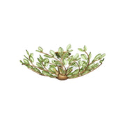Crystorama Bridget 21.25in 4-Light Semi Flush Mount | Coastal Soft Gold and Green Floral Glass | Bathroom & Bedroom Ceiling Light | Model BGT-330-SG-GR