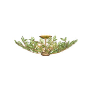 Crystorama Bridget 21.25in 4-Light Semi Flush Mount | Coastal Soft Gold and Green Floral Glass | Bathroom & Bedroom Ceiling Light | Model BGT-330-SG-GR