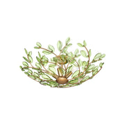 Crystorama Bridget 21.25in 4-Light Semi Flush Mount | Coastal Soft Gold and Green Floral Glass | Bathroom & Bedroom Ceiling Light | Model BGT-330-SG-GR