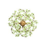 Crystorama Bridget 21.25in 4-Light Semi Flush Mount | Coastal Soft Gold and Green Floral Glass | Bathroom & Bedroom Ceiling Light | Model BGT-330-SG-GR