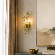 Crystorama Bridget 8.5in 2-Light Wall Sconce | Coastal Soft Gold Steel and Green Glass | Bathroom & Bedroom Accent | 8.5 x 5 x 19 in | Model BGT-331-SG-GR