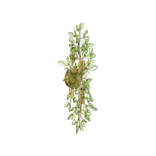 Crystorama Bridget 8.25in 4-Light Wall Sconce | Coastal Soft Gold Steel and Green Glass | Bathroom & Bedroom Accent | 8.25 x 5 x 24 in | Model BGT-332-SG-GR