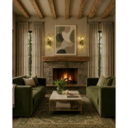 Crystorama Bridget 8.25in 4-Light Wall Sconce | Coastal Soft Gold Steel and Green Glass | Bathroom & Bedroom Accent | 8.25 x 5 x 24 in | Model BGT-332-SG-GR