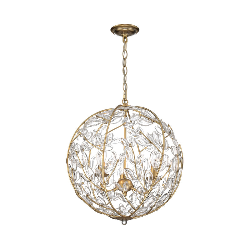 Crystorama Bridget 16.5in 3-Light Chandelier | Coastal Soft Gold and Clear Glass | Dining Room & Entryway | 16.5 x 16.5 x 18.5 in | Model BGT-334-SG-CL