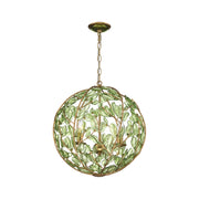 Crystorama Bridget 16.5in 3-Light Chandelier | Coastal Soft Gold and Green Glass | Dining Room & Entryway | 16.5 x 16.5 x 18 in | Model BGT-334-SG-GR