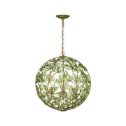 Crystorama Bridget 16.5in 3-Light Chandelier | Coastal Soft Gold and Green Glass | Dining Room & Entryway | 16.5 x 16.5 x 18 in | Model BGT-334-SG-GR