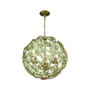 Crystorama Bridget 16.5in 3-Light Chandelier | Coastal Soft Gold and Green Glass | Dining Room & Entryway | 16.5 x 16.5 x 18 in | Model BGT-334-SG-GR