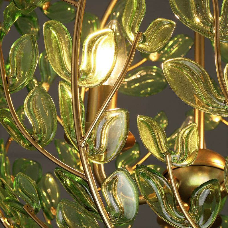 Crystorama Bridget 16.5in 3-Light Chandelier | Coastal Soft Gold and Green Glass | Dining Room & Entryway | 16.5 x 16.5 x 18 in | Model BGT-334-SG-GR