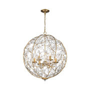 Crystorama Bridget 21in 6-Light Chandelier | Coastal Soft Gold and Clear Glass | Dining Room & Entryway | 21 x 21 x 23.75 in | Model BGT-335-SG-CL