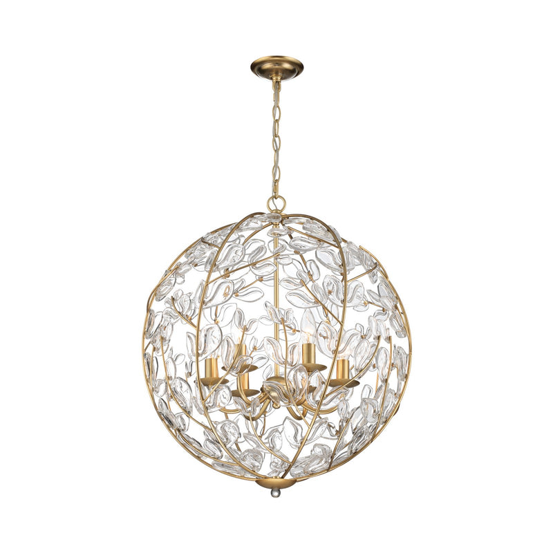 Crystorama Bridget 21in 6-Light Chandelier | Coastal Soft Gold and Clear Glass | Dining Room & Entryway | 21 x 21 x 23.75 in | Model BGT-335-SG-CL