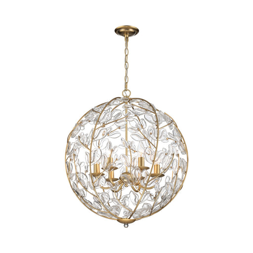 Crystorama Bridget 21in 6-Light Chandelier | Coastal Soft Gold and Clear Glass | Dining Room & Entryway | 21 x 21 x 23.75 in | Model BGT-335-SG-CL