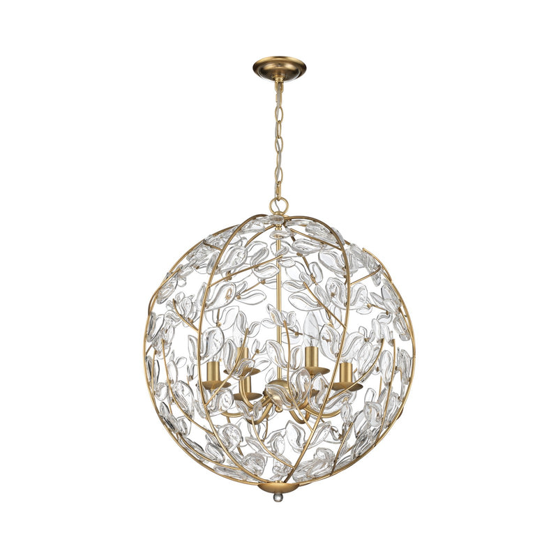 Crystorama Bridget 21in 6-Light Chandelier | Coastal Soft Gold and Clear Glass | Dining Room & Entryway | 21 x 21 x 23.75 in | Model BGT-335-SG-CL