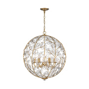 Crystorama Bridget 21in 6-Light Chandelier | Coastal Soft Gold and Clear Glass | Dining Room & Entryway | 21 x 21 x 23.75 in | Model BGT-335-SG-CL