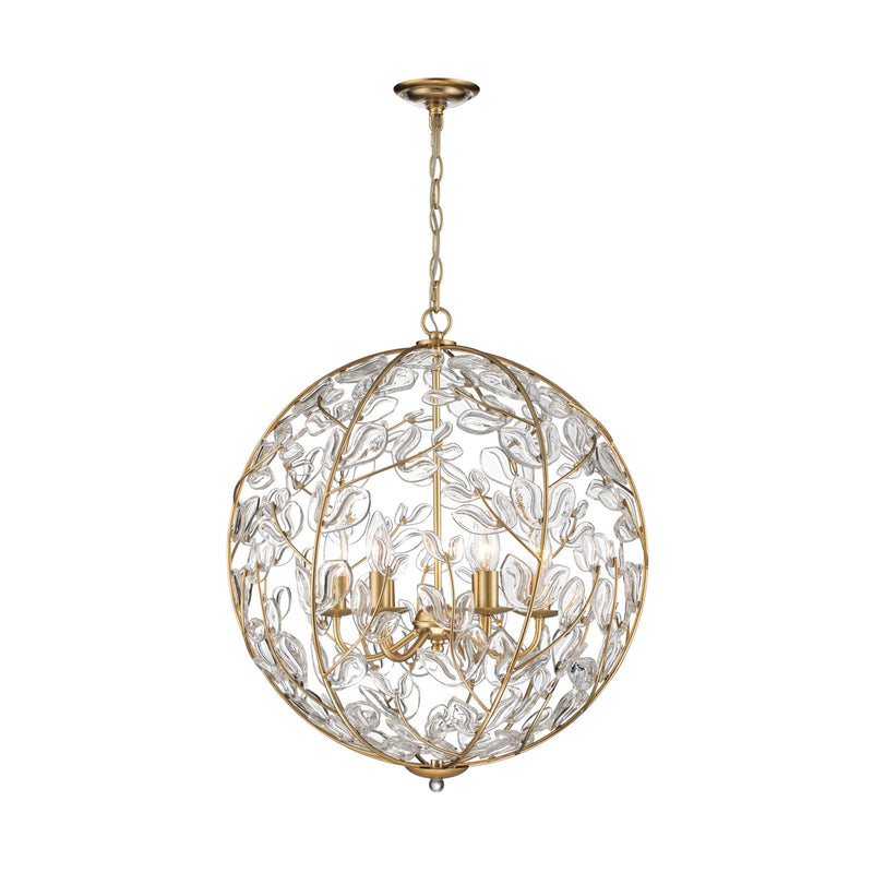 Crystorama Bridget 21in 6-Light Chandelier | Coastal Soft Gold and Clear Glass | Dining Room & Entryway | 21 x 21 x 23.75 in | Model BGT-335-SG-CL