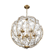 Crystorama Bridget 21in 6-Light Chandelier | Coastal Soft Gold and Clear Glass | Dining Room & Entryway | 21 x 21 x 23.75 in | Model BGT-335-SG-CL
