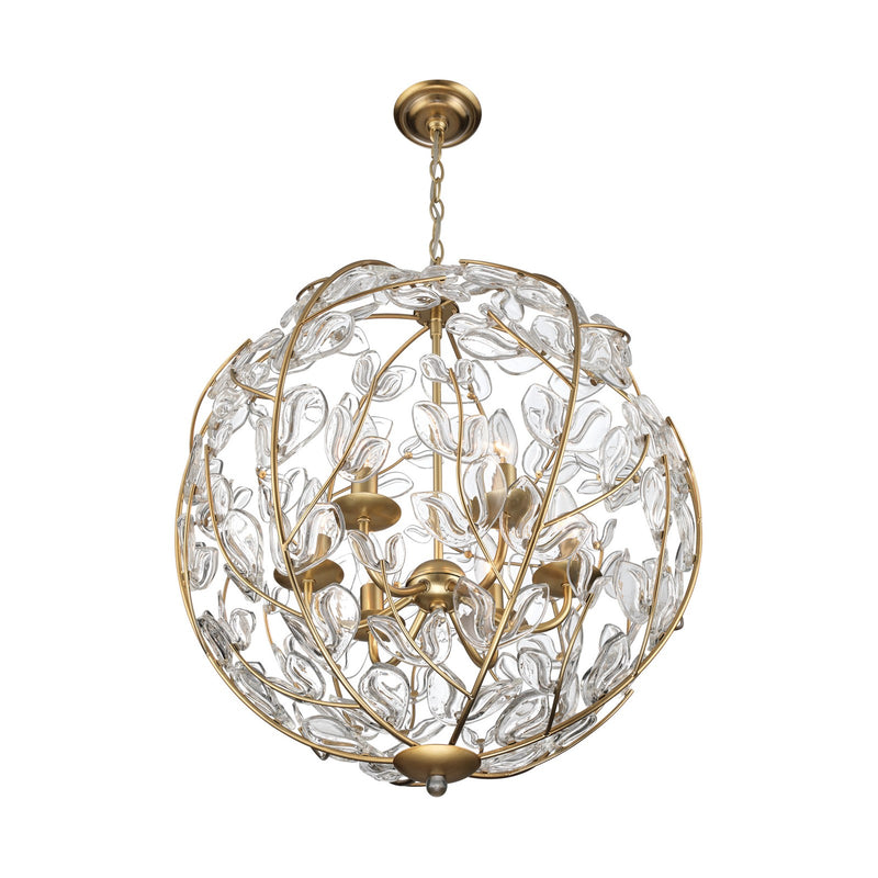 Crystorama Bridget 21in 6-Light Chandelier | Coastal Soft Gold and Clear Glass | Dining Room & Entryway | 21 x 21 x 23.75 in | Model BGT-335-SG-CL