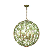 Crystorama Bridget 21in 6-Light Chandelier | Coastal Soft Gold and Green Glass | Dining Room & Entryway | 21 x 21 x 23.25 in | Model BGT-335-SG-GR