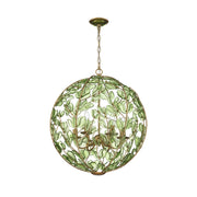 Crystorama Bridget 21in 6-Light Chandelier | Coastal Soft Gold and Green Glass | Dining Room & Entryway | 21 x 21 x 23.25 in | Model BGT-335-SG-GR