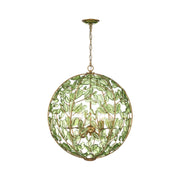 Crystorama Bridget 21in 6-Light Chandelier | Coastal Soft Gold and Green Glass | Dining Room & Entryway | 21 x 21 x 23.25 in | Model BGT-335-SG-GR