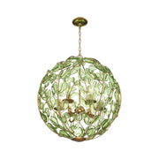 Crystorama Bridget 21in 6-Light Chandelier | Coastal Soft Gold and Green Glass | Dining Room & Entryway | 21 x 21 x 23.25 in | Model BGT-335-SG-GR
