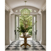 Crystorama Bridget 21in 6-Light Chandelier | Coastal Soft Gold and Green Glass | Dining Room & Entryway | 21 x 21 x 23.25 in | Model BGT-335-SG-GR
