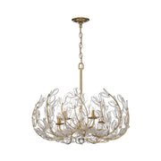 Crystorama Bridget 23.5in 5-Light Chandelier | Coastal Soft Gold Steel and Clear Floral Glass | Dining Room & Entryway | 23.5 x 23.5 x 20 in | Model BGT-336-SG-CL