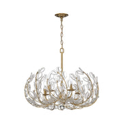 Crystorama Bridget 23.5in 5-Light Chandelier | Coastal Soft Gold Steel and Clear Floral Glass | Dining Room & Entryway | 23.5 x 23.5 x 20 in | Model BGT-336-SG-CL