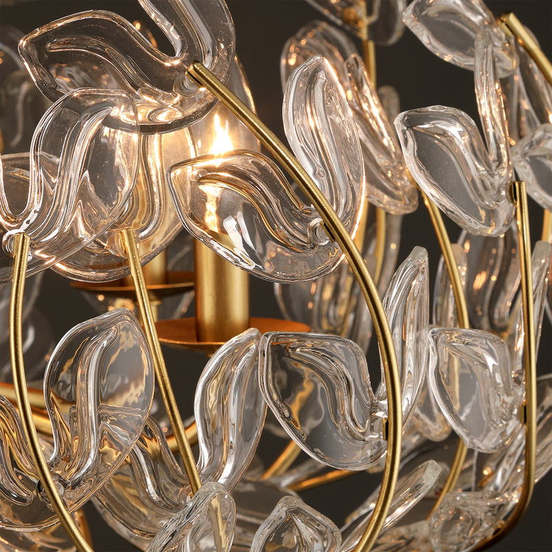 Crystorama Bridget 23.5in 5-Light Chandelier | Coastal Soft Gold Steel and Clear Floral Glass | Dining Room & Entryway | 23.5 x 23.5 x 20 in | Model BGT-336-SG-CL