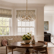 Crystorama Bridget 23.5in 5-Light Chandelier | Coastal Soft Gold Steel and Clear Floral Glass | Dining Room & Entryway | 23.5 x 23.5 x 20 in | Model BGT-336-SG-CL