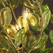 Crystorama Bridget 23.5in 5-Light Chandelier | Coastal Soft Gold Steel and Green Floral Glass | Dining Room & Entryway | 23.5 x 23.5 x 20 in | Model BGT-336-SG-GR