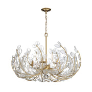 Crystorama Bridget 28.25in 6-Light Chandelier | Coastal Soft Gold Steel and Clear Floral Glass | Dining Room & Entryway | 28.25 x 28.25 x 20.5 in | Model BGT-338-SG-CL