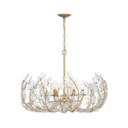Crystorama Bridget 28.25in 6-Light Chandelier | Coastal Soft Gold Steel and Clear Floral Glass | Dining Room & Entryway | 28.25 x 28.25 x 20.5 in | Model BGT-338-SG-CL